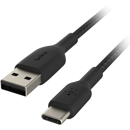 كابل Belkin Boost Charge المضفر من USB-C إلى USB-A بطول 6.6 قدم، أسود