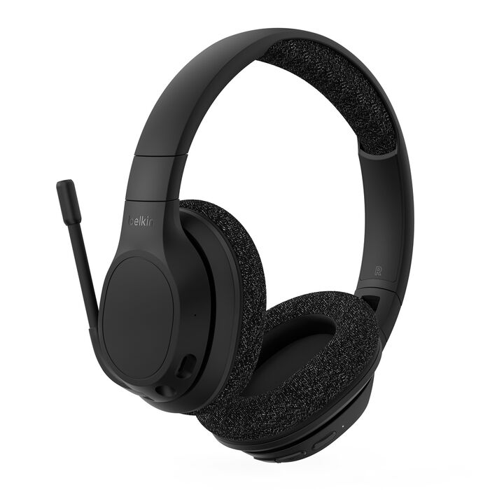 سماعة الرأس اللاسلكية Belkin SoundForm Adapt فوق الأذن، سماعات رأس للعمل واللعب والألعاب والسفر مع ميكروفون مدمج، بطارية تدوم 45 ساعة، لون أسود
