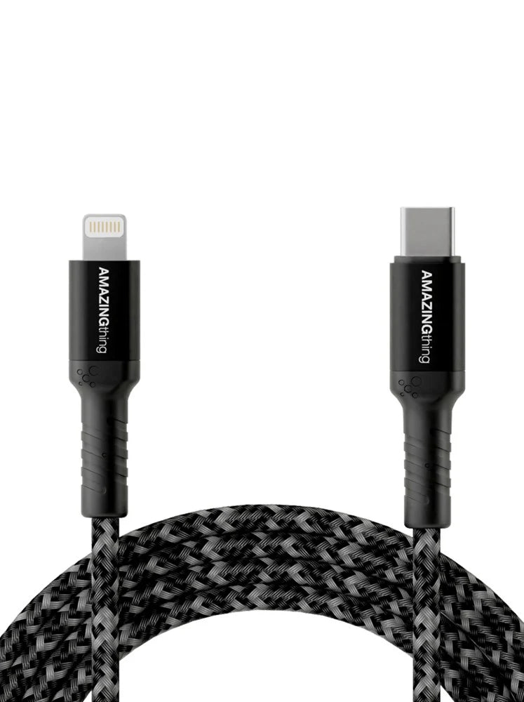 Amazingthing Supremelink 1.2m Lightning To USB-C Bullet Shield Cable (Black)