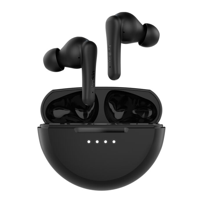 سماعات أذن لاسلكية Belkin SoundForm Rhythm True مع ميكروفون مدمج، وشحن سريع USB-C، وبطارية تدوم حتى 28 ساعة، لون أسود