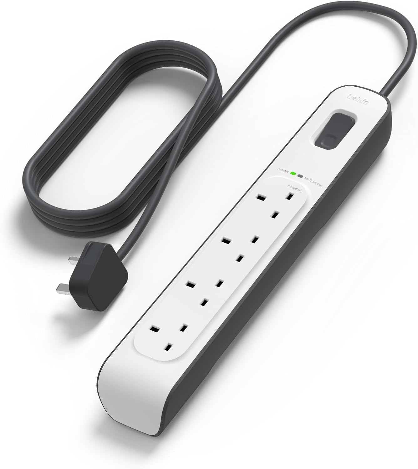شريط حماية من زيادة التيار الكهربائي Belkin 2.4 أمبير USB للشحن 8 منافذ أبيض