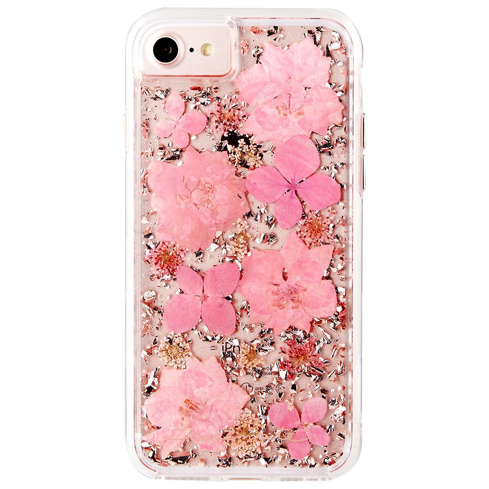 case-mate iphone 8 case - karat petals - made with real flowers - slim protective design for apple iphone 8 - pink petals