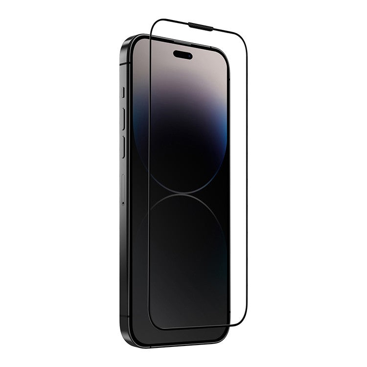 Protective glass Uniq OPTIX Vivid Pro (Anti-dust) for iPhone 14 Pro, black frame (+installer)