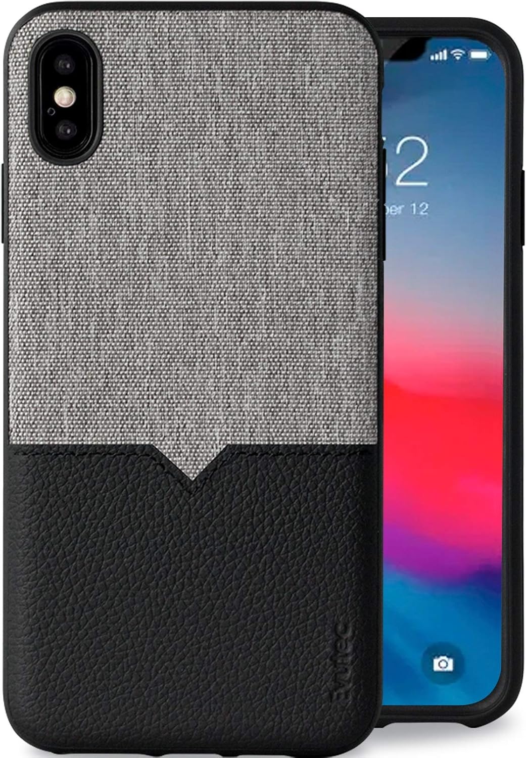Evutec iPhone XS Max Northill case/cover Canvas Black with aFIX plus air Vent Magnetic Car mount