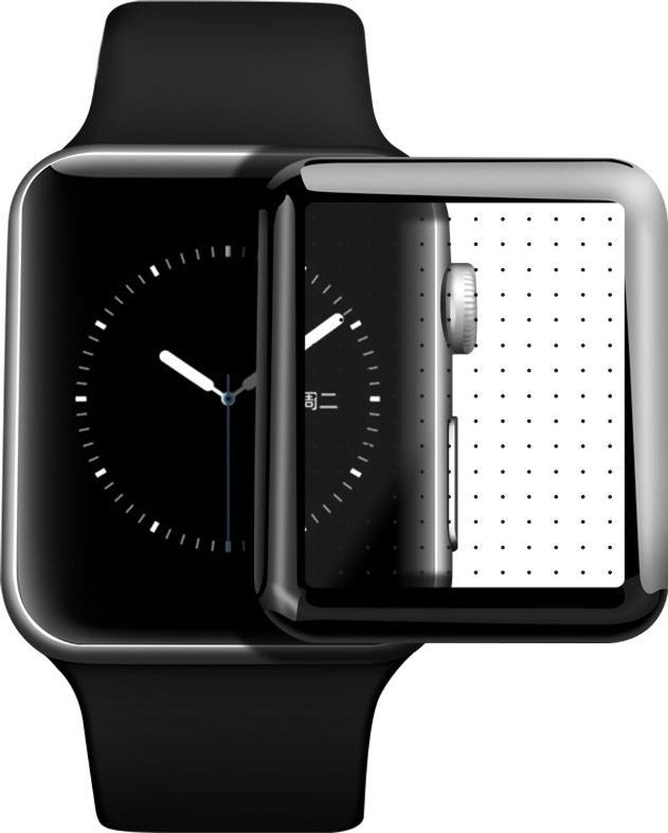 4D GLASS SERIES Glass 9H Screen Protector Full Curved Apple Watch Series 1 / 2 / 3 (38mm) - Transparent / Black