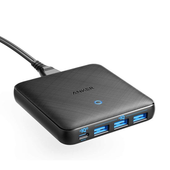 موزع شحن Anker PowerPort III Slim PD رباعي المنافذ (أسود)