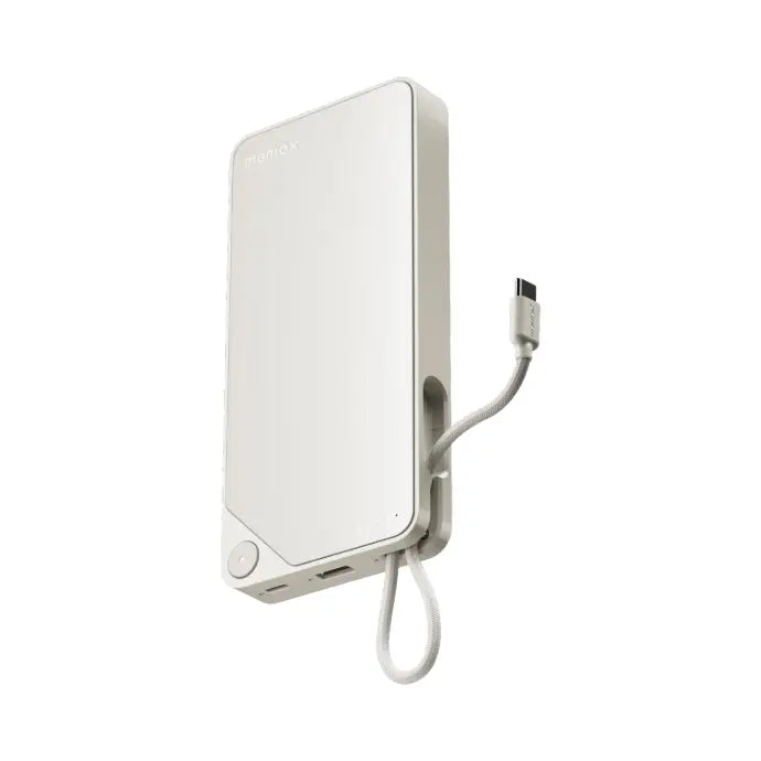 Momax 1-Power X 20000Mah Power Bank With Built-In Usb-C Cable - White