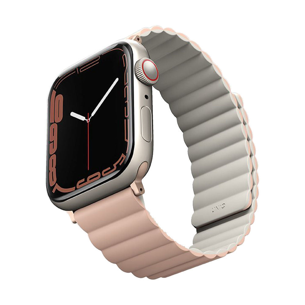 UNIQ Revix Magnetic Silicone for Apple Watch Series Strap 41/40/38mm Blush (Pink- Beige)