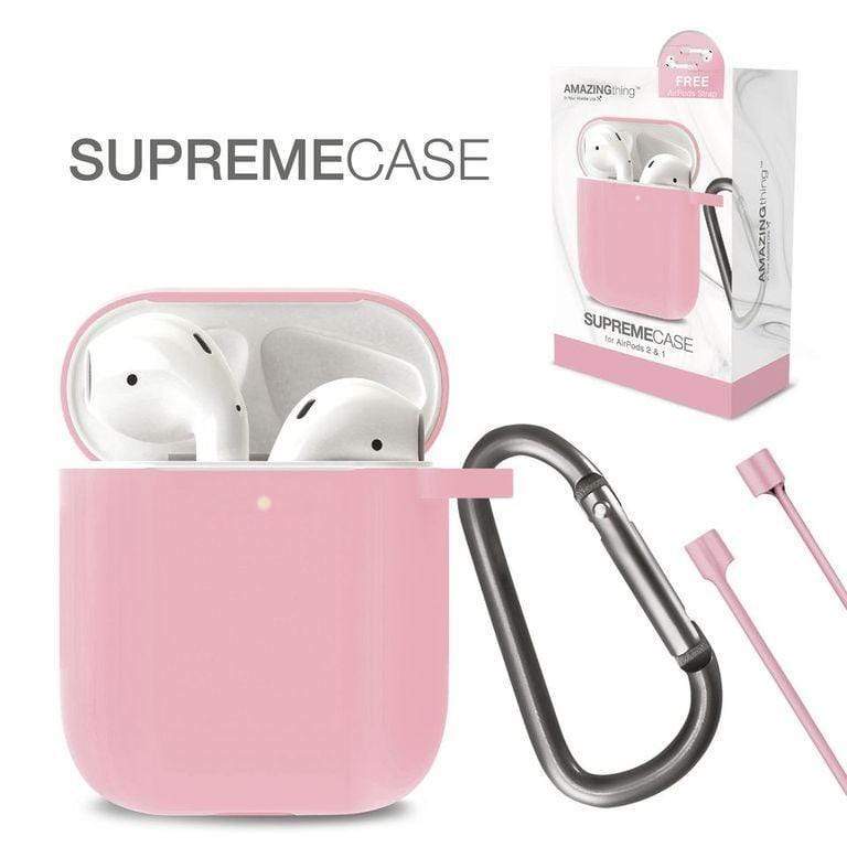 AMAZINGTHING at supremecase flow for airpods 2 1 with carabiner pink