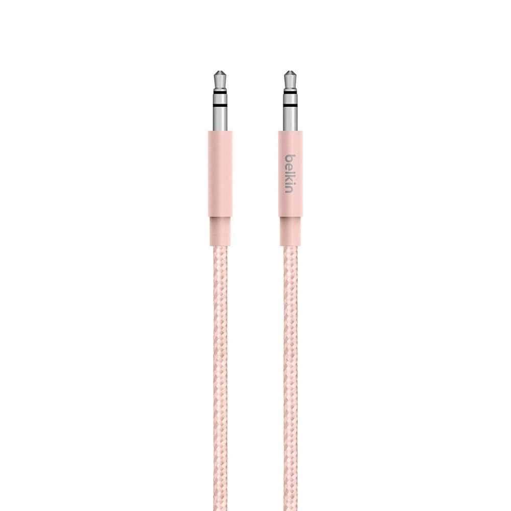 Belkin Premium 3.5MM Braided Tangle Free Auxiliary Cable With Aluminum Connectors - Rose Gold