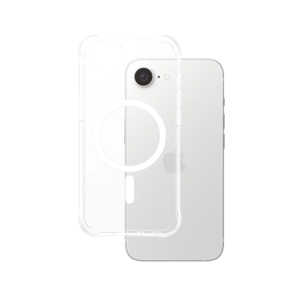 CARE by PanzerGlass Fashionable Case Samba Transparent w. White Qi Compatible iPhone 16e