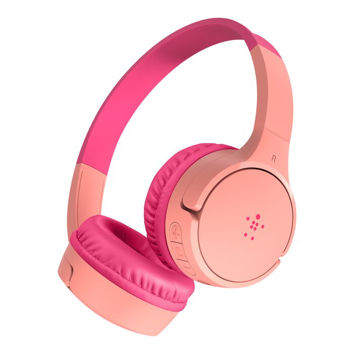 سماعات رأس لاسلكية صغيرة من Belkin Sound form On Ear للأطفال مزودة بميكروفون مدمج - وردي