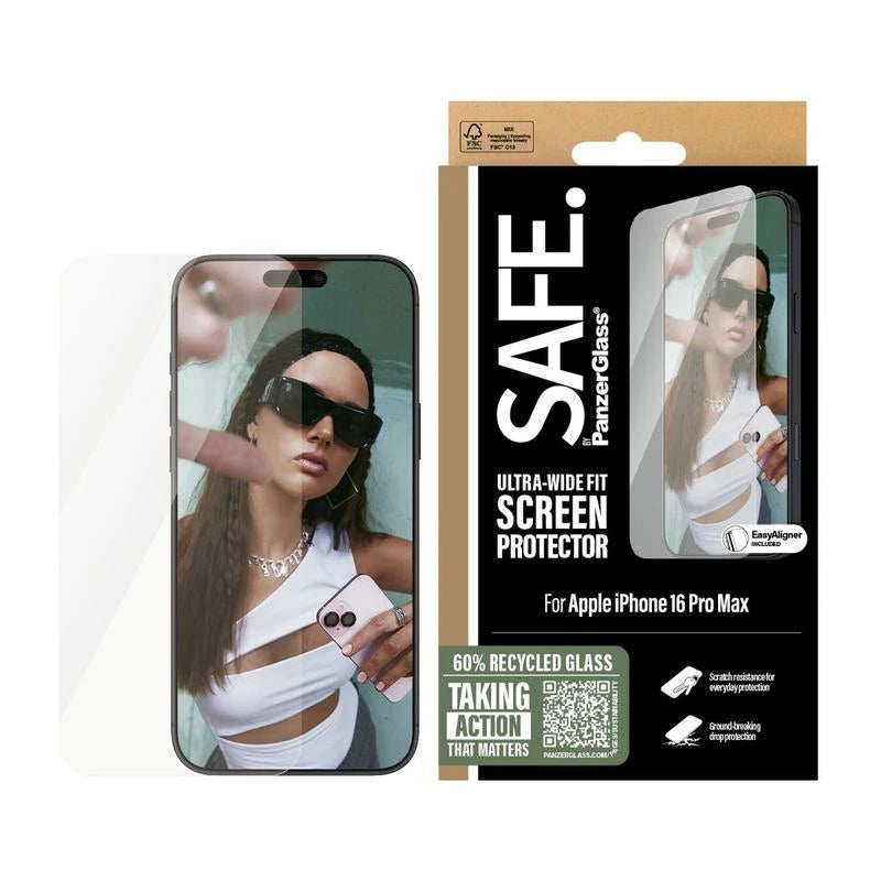 PanzerGlass Screen protector | Apple | iPhone 16 Pro Max | Glass | Transparent | Ultra-Wide Fit
