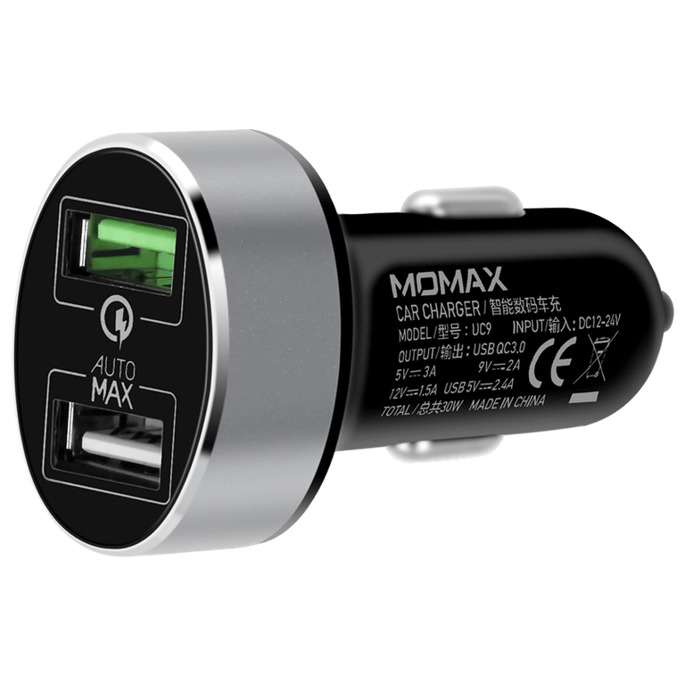 Momax UC series Dual-port Fast Car Charger - black