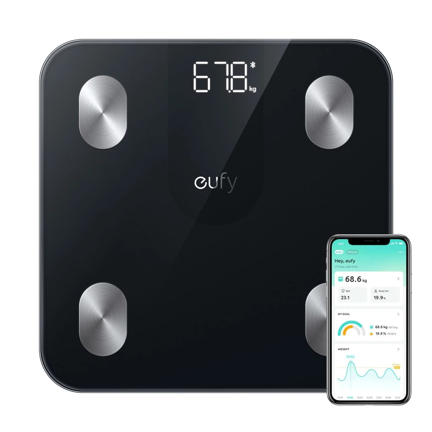 ميزان Eufy الذكي A1 الرقمي لقياس دهون الجسم بتقنية البلوتوث - 12 قياسًا