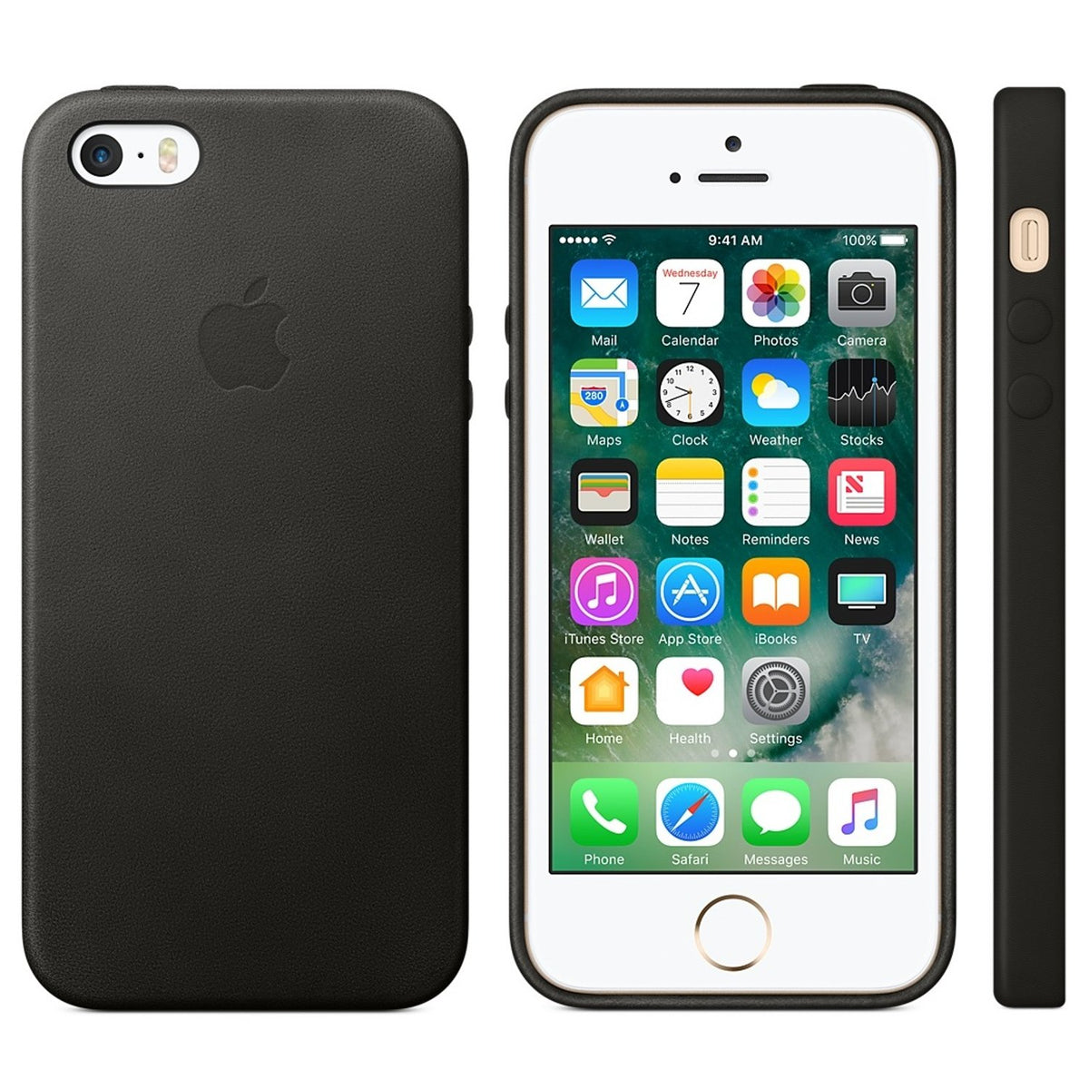 Apple Leather Case Black For iPhone SE