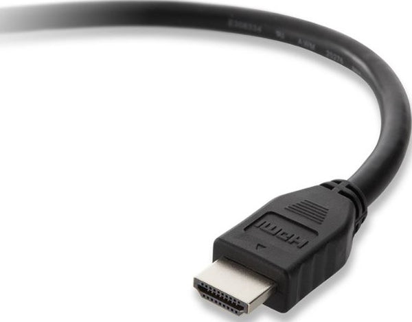 كابل صوت وفيديو HDMI® قياسي من Belkin متوافق مع دقة 4K/Ultra HD، مزود بميزة إرجاع صوت مدمجة، ومنفذ إيثرنت مدمج بسرعة نطاق ترددي 10.2 جيجابت في الثانية، بطول 5 أمتار، لون أسود