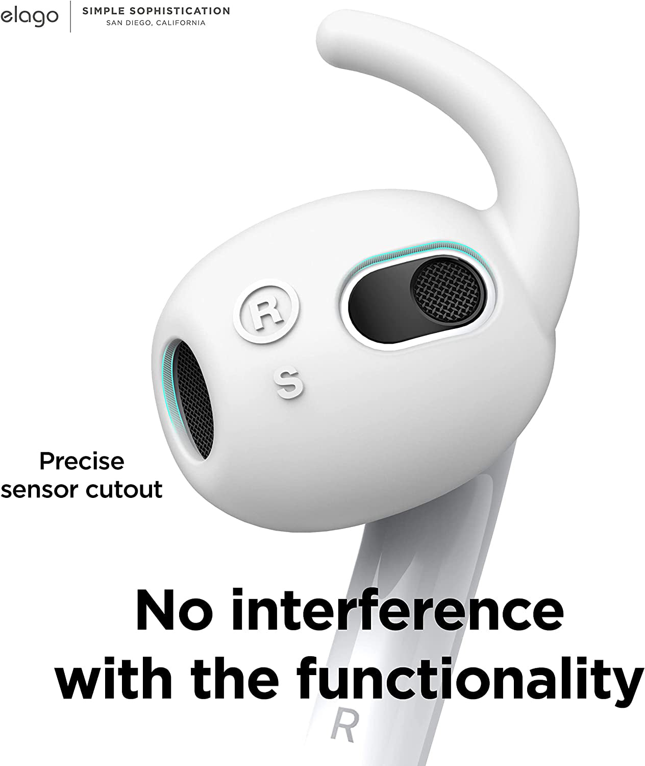 Elago AirPods 3 EarBuds Cover Hooks w/ Pouch White