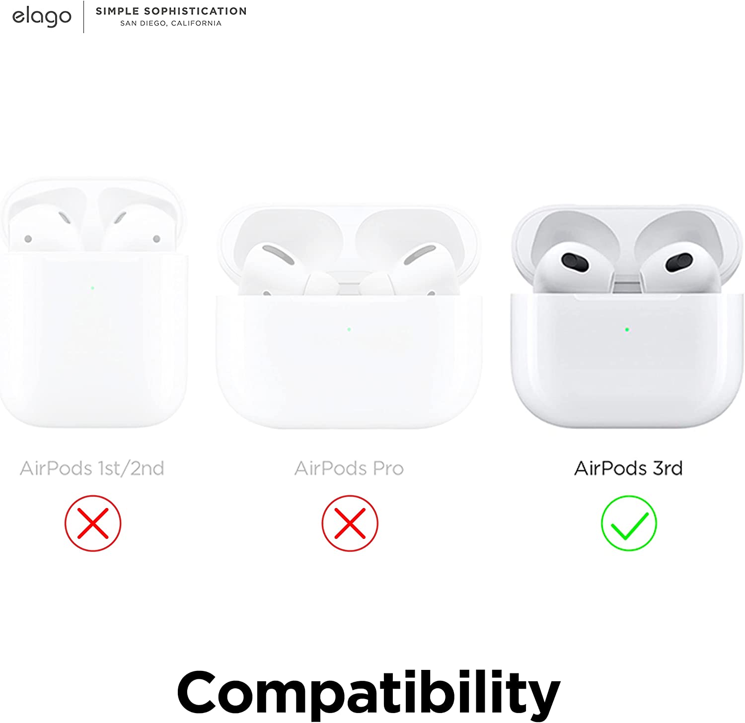 Elago AirPods 3 EarBuds Cover Hooks w/ Pouch White