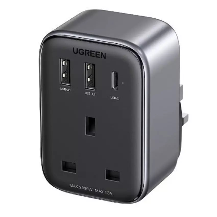 Ugreen CD314 Stop Konckout Outlet Extender Plug, 30W, Black