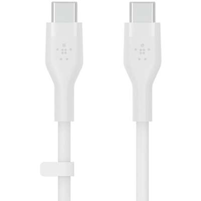 كابل سيليكون من بيلكين، USB-C إلى USB-C 2.0، 3 أمتار - أبيض