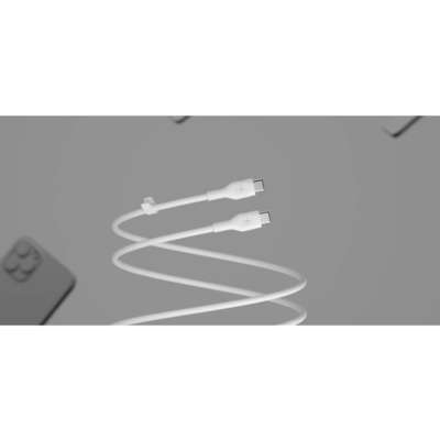 كابل سيليكون من بيلكين، USB-C إلى USB-C 2.0، 3 أمتار - أبيض