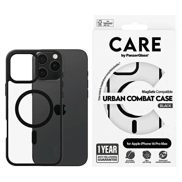 Apple iPhone 16 Pro Max 6.9'' CARE by PanzerGlass Flagship Urban MagSafe Case Cover, Black