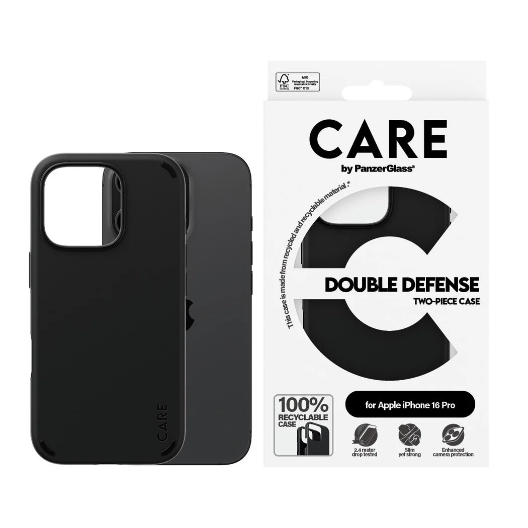CARE by PanzerGlass Feature Double Defence Black iPhone 16 Pro Case
