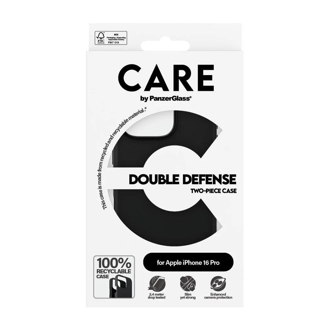 CARE by PanzerGlass Feature Double Defence Black iPhone 16 Pro Case