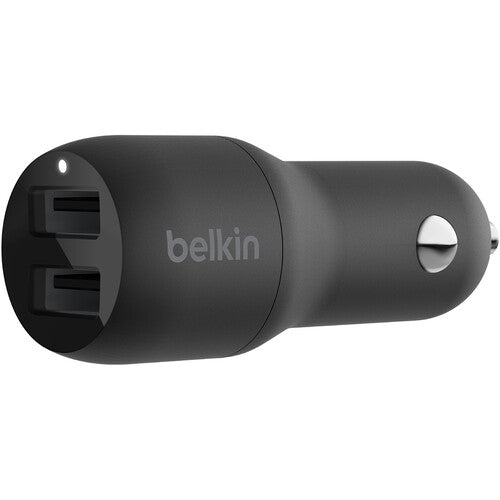 شاحن سيارة Belkin بمنفذ USB-A مزدوج 4.8 أمبير 24 واط أسود