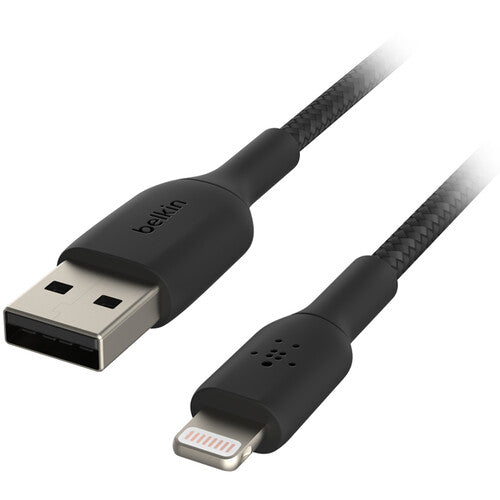 كابل Belkin BoostCharge Braided Lightning إلى USB-A بطول 3.3 بوصة، أسود