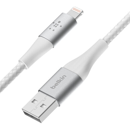 كابل Belkin BoostCharge Braided Lightning إلى USB-A بطول 6.6 قدم، أبيض 