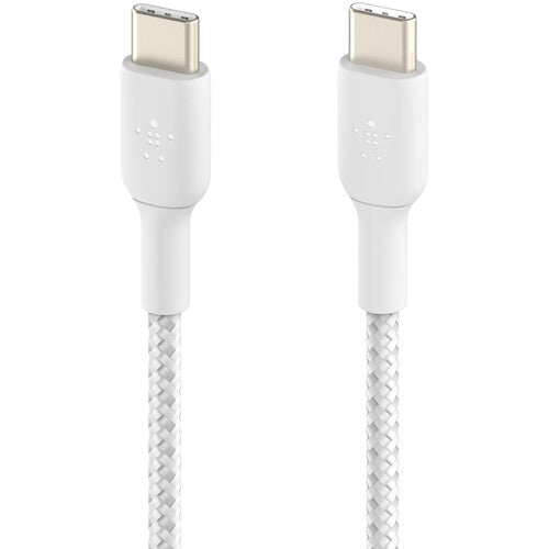 كابل Belkin Boost Charge Braided USB-C بقوة 60 واط، أبيض، 3.3 بوصة 