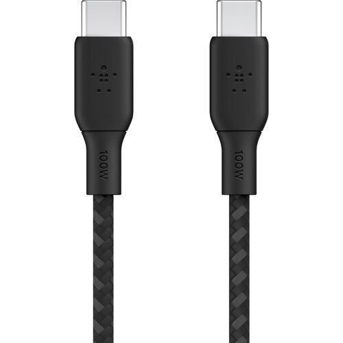 كابل Belkin Boost Charge المضفر USB-C بقوة 100 واط، بطول 2 متر و6.6 قدم، أسود 