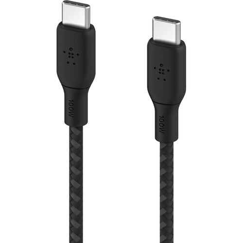 كابل Belkin Boost Charge المضفر USB-C بقوة 100 واط، بطول 2 متر و6.6 قدم، أسود 