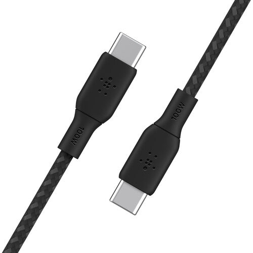 كابل Belkin Boost Charge المضفر USB-C بقوة 100 واط، بطول 2 متر و6.6 قدم، أسود 