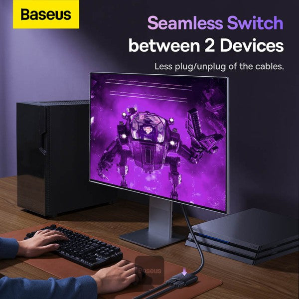 Baseus AirJoy Series 2-in-1 Bidirectional HDMI Switch with 1m Cable Cluster Black