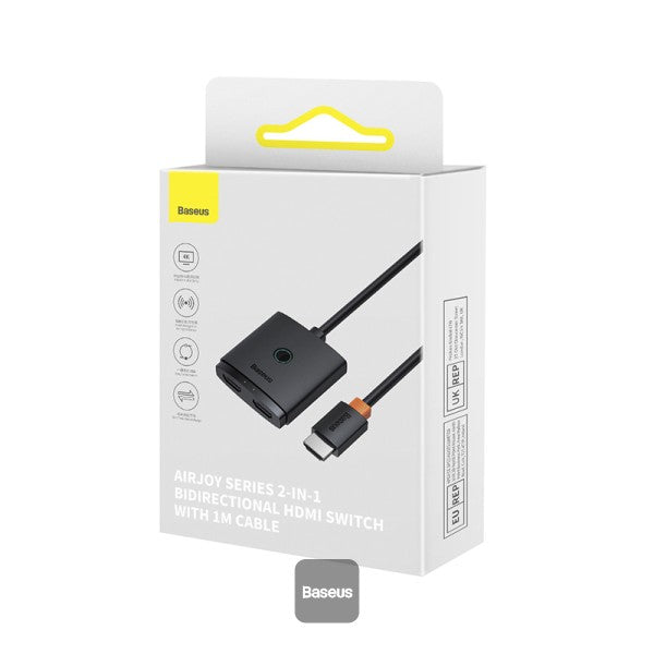 Baseus AirJoy Series 2-in-1 Bidirectional HDMI Switch with 1m Cable Cluster Black