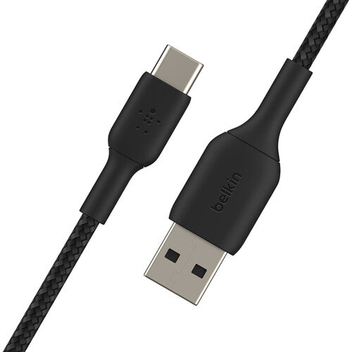 كابل Belkin Boost Charge المضفر من USB-C إلى USB-A بطول 6.6 قدم، أسود 