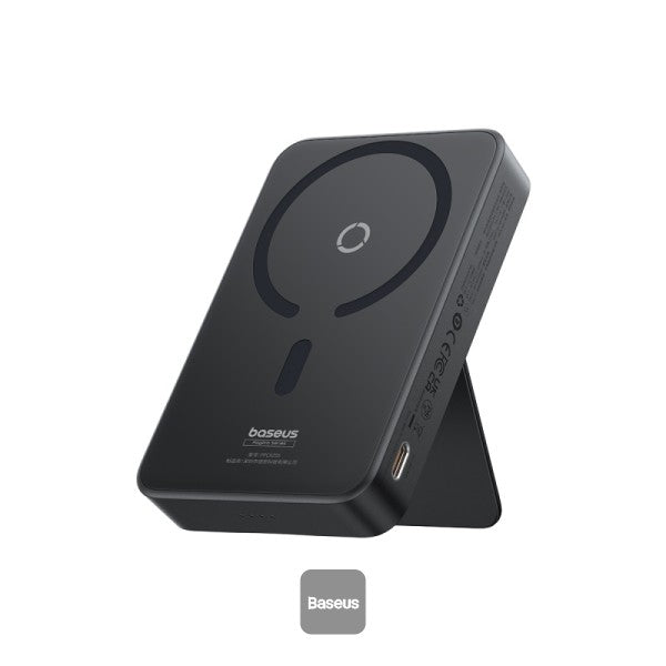 Baseus MagPro 5000mAh Wireless Fast Charging Power Bank PD 20W With Magnetic Stand - Black