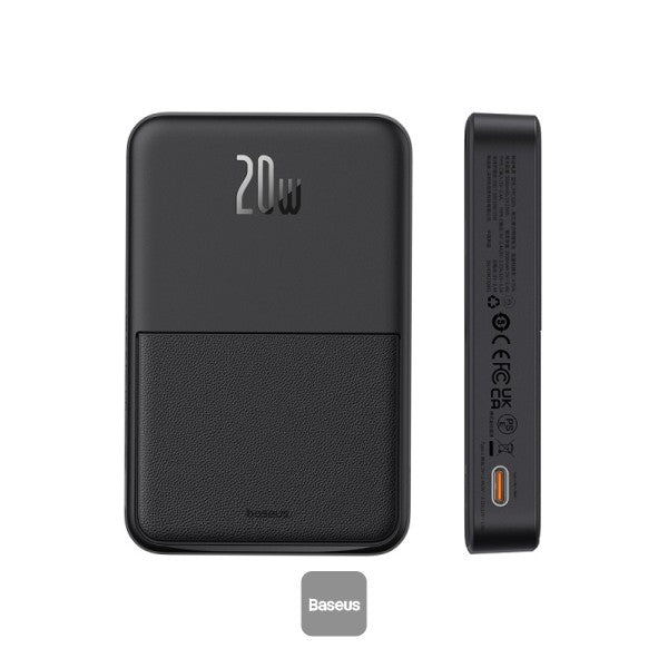 Baseus MagPro 5000mAh Wireless Fast Charging Power Bank PD 20W With Magnetic Stand - Black