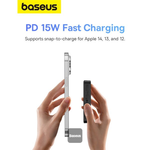 Baseus MagPro 5000mAh Wireless Fast Charging Power Bank PD 20W With Magnetic Stand - Black