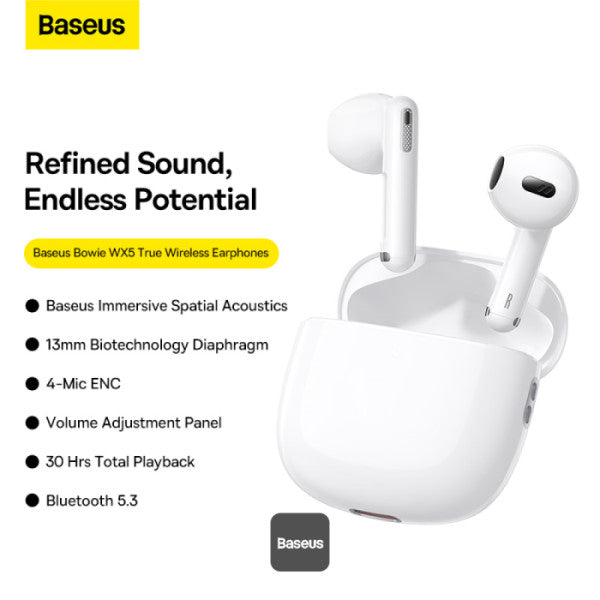 Headphones Earphones TWS Baseus Bowie WX5 (white)