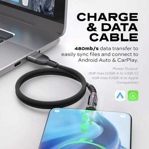Statik PowerPivot USB-A to USB-C Charge Cable Black