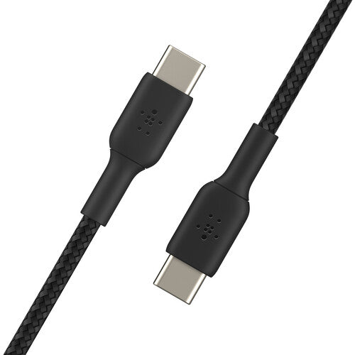 كابل Belkin Boost Charge Braided USB-C بقوة 60 واط، أسود، 3.3 بوصة 