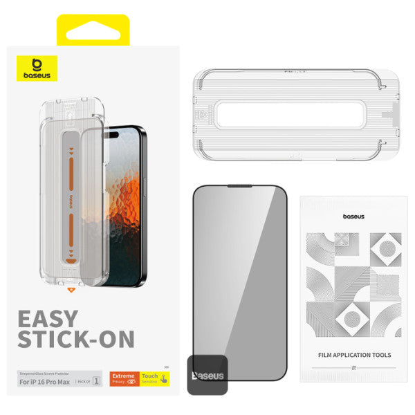 iPhone 16 Pro Privacy Screen Protector (6.3") - 9H Tempered Glass, Full Coverage, Easy Installation, Anti-Drop, Scratch-Resistant, Case Friendly, Black