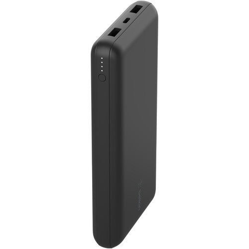 شاحن محمول من Belkin، بنك طاقة USB-C سعة 20000 مللي أمبير/ساعة مع منفذي USB-A، 15 وات مع كابل من النوع A إلى النوع C، أسود