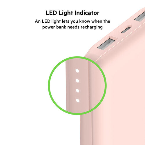 بنك طاقة Belkin Boost Charge USB-C، 10,000 مللي أمبير/ساعة، 15 واط، ذهبي وردي 