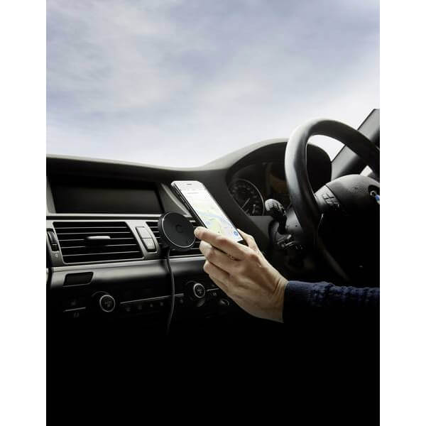 شاحن سيارة لاسلكي Cygnett MagMount Qi بقوة 7.5 واط مع قاعدة تثبيت - أسود
