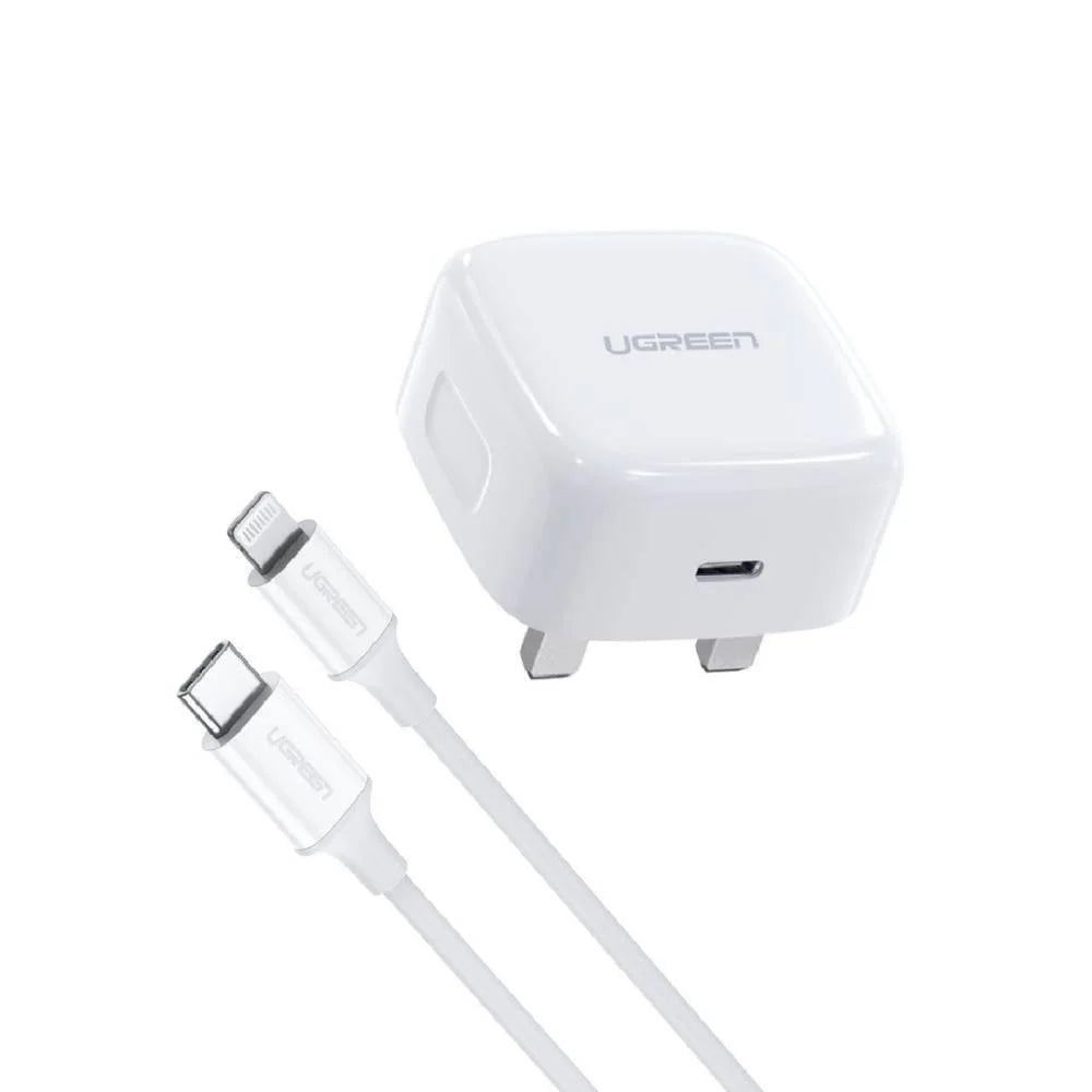 UGREEN 20W PD Fast Charger With 1m USB-C To Lightning Cable White
